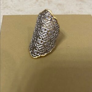 Kendra Scott Silver Filigree Shield Ring with Gold Edge